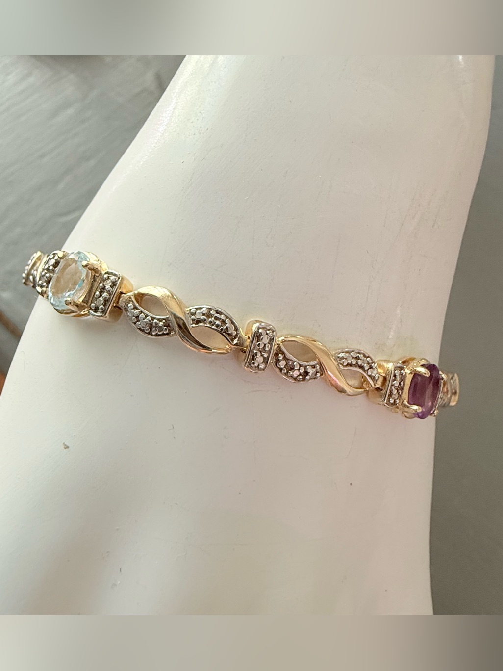 Ross Simons 925 Sterling Silver Vermeil Topaz Amethyst Bracelet